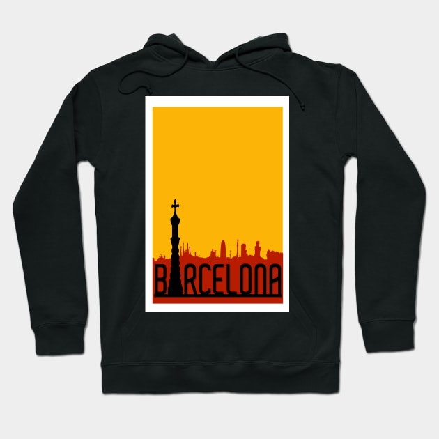 Barcelona, Spain, Travel Poster Hoodie by BokeeLee